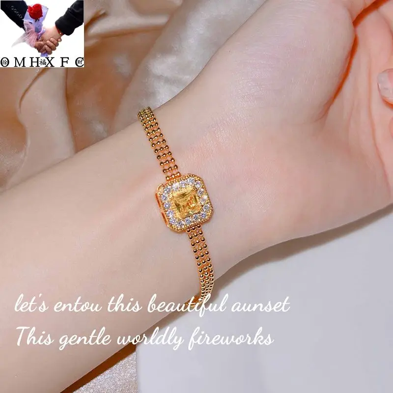 

Wholesale BA279 European Fashion Fine Woman Girl Party Birthday Wedding Gift Shiny Square AAA Zircon 18KT Gold Bracelet