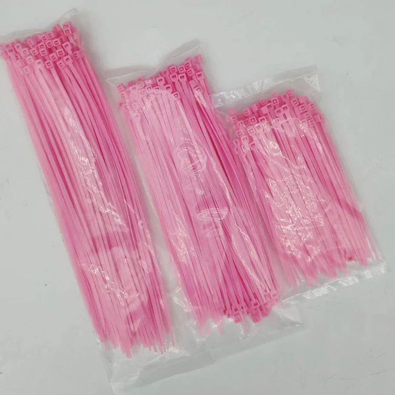250PCS Pink Nylon Self-Locking Cable Ties Set 3 Sizes 100cm 150cm 200cm for Home Garden Cable Management Zip Ties