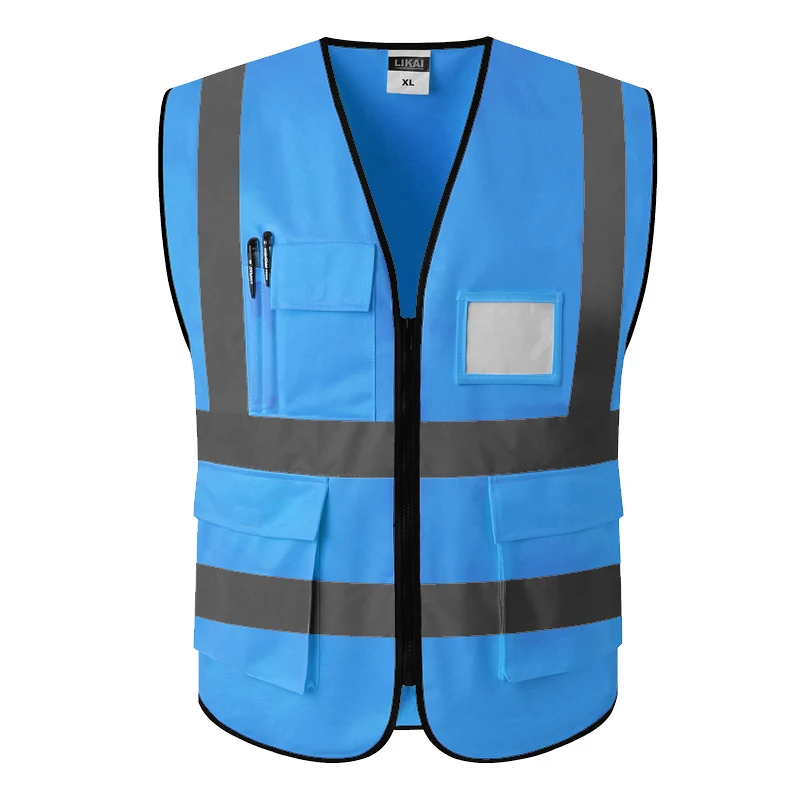 Orange safety vest reflective company printing logo security vest reflective vest pockets 