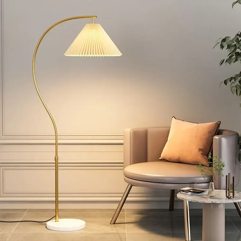 Skandynawskie plisowane lampy podłogowe salon lampa wędkarska minimalistyczny studium sypialnia lampki nocne stojące Home Decoration