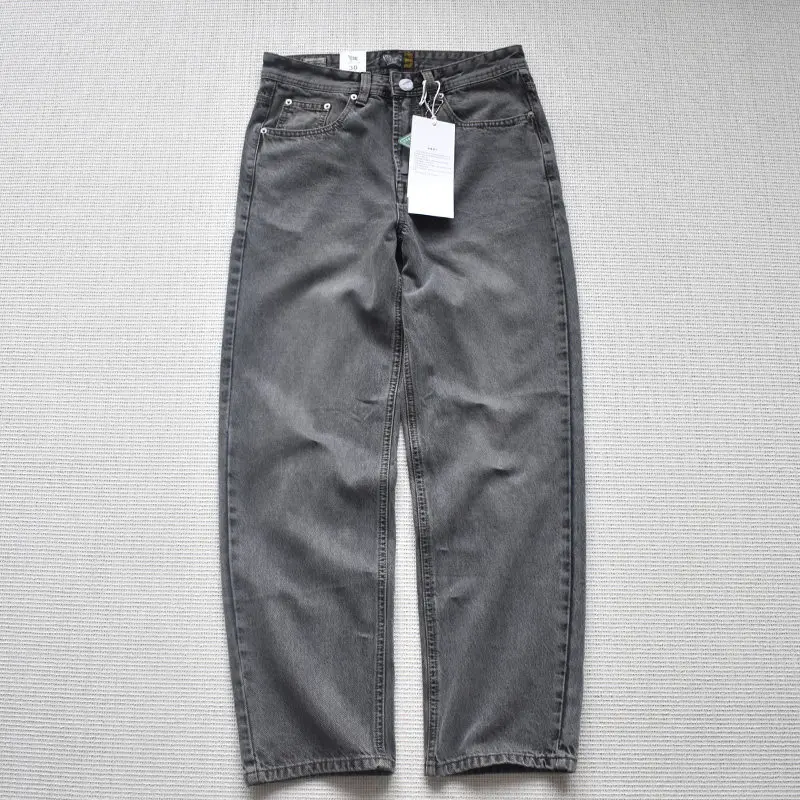 

Spring/Autumn Loose Straight-Leg Denim Pants High Quality Gray American Retro Casual Style Simple Elegant Straight Cut Trousers