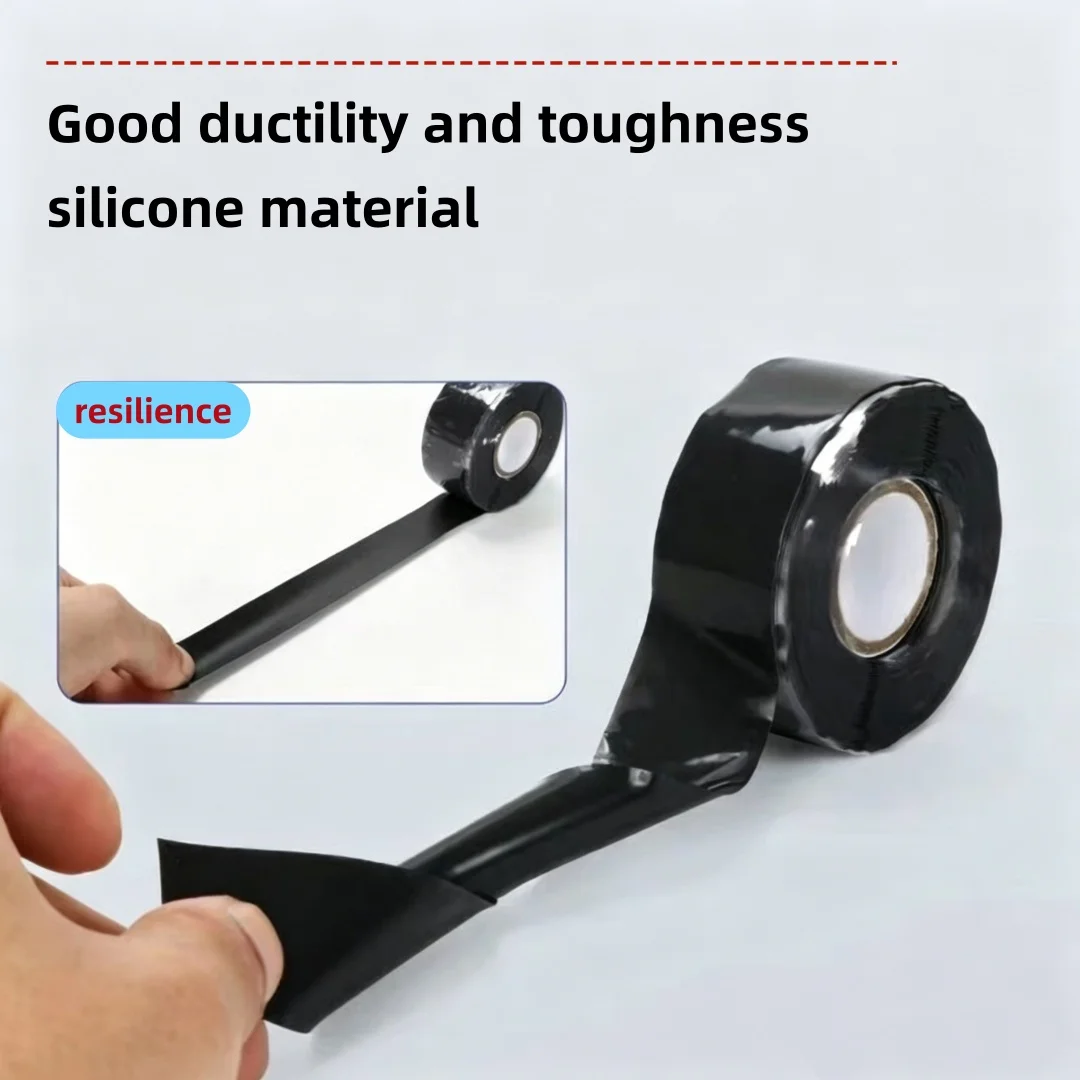 Black Self-Adhesive Silicone Hose Repair Tape, Heavy-Duty Leak Proof Rubber Hose Tape - Waterproof, Heat-Resistant, Insulated
