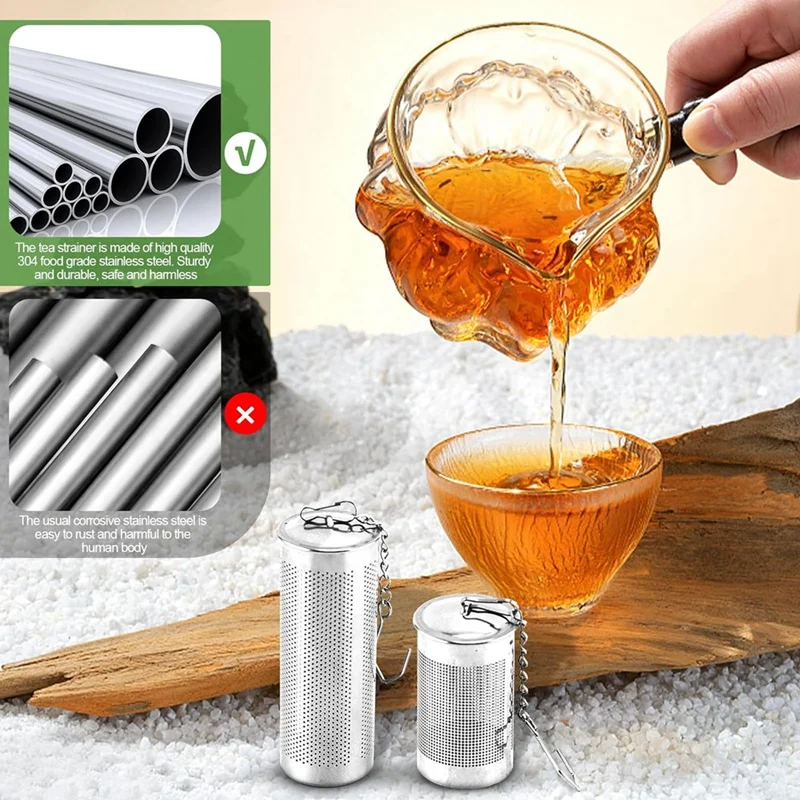 4PCS Tea Infusers For Loose Tea,Tea Filter With Lid,Stainless Steel Tea Strainer With Chain Hook,Large Tea Strainer Ball Durable