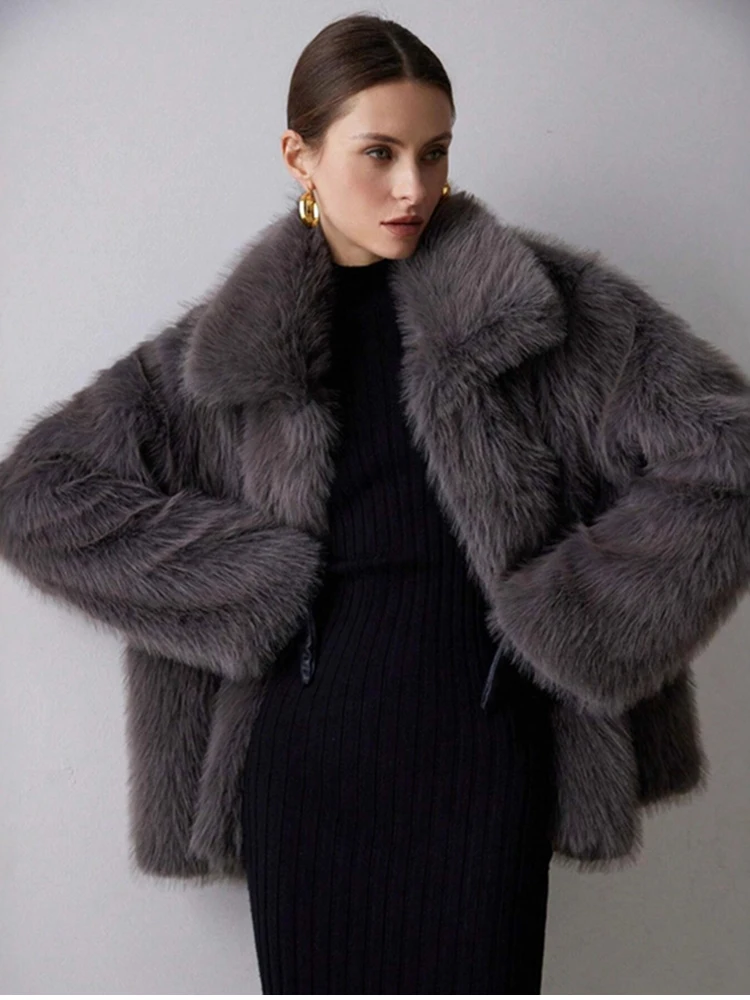 

ZADORIN Elegant Long Faux Fur Coat For Woman Lapel Furry Warm Fur Jacket Fashion Winter Clothes Woman Fur Coats Chic Outerwears