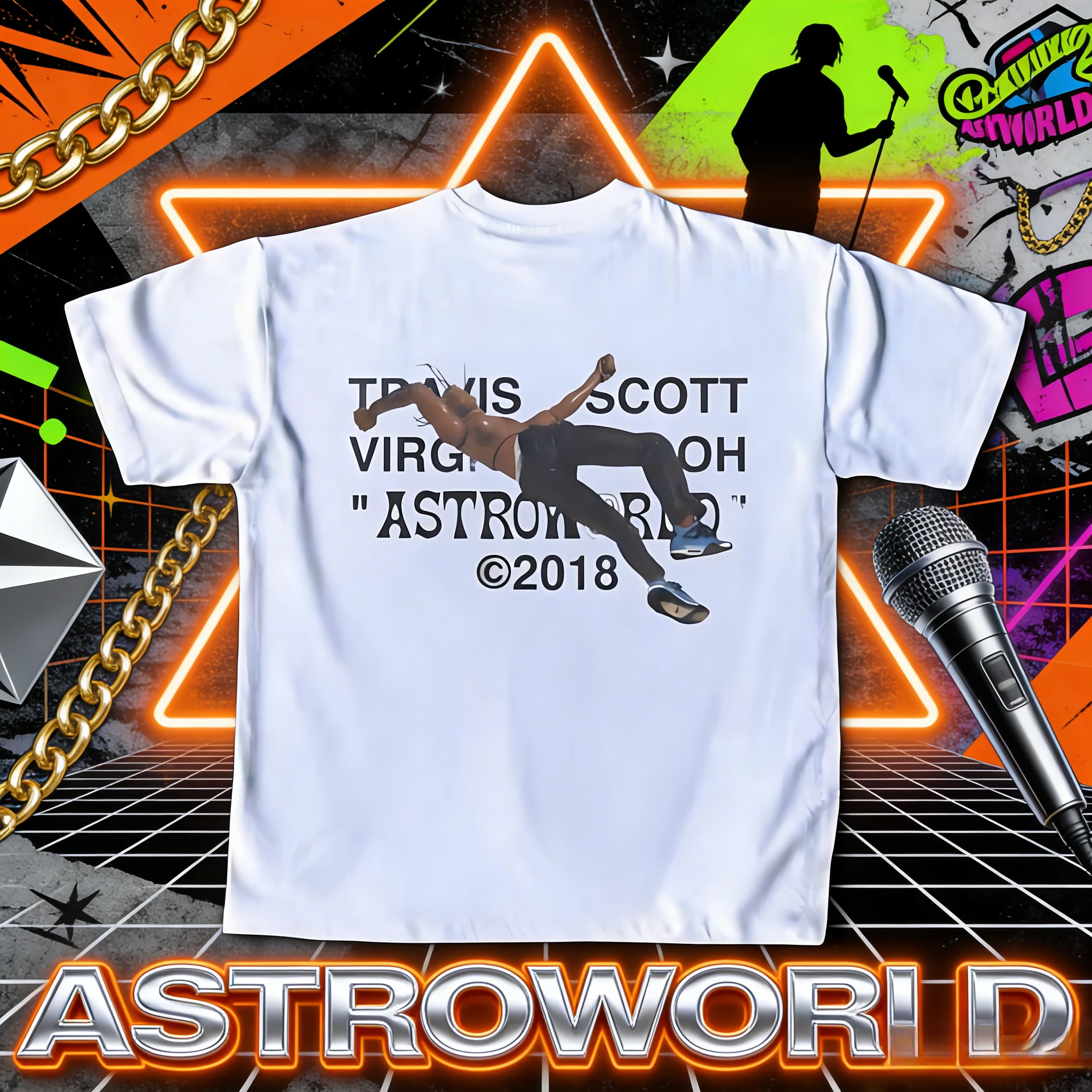 

Travis Scott X Virgil Abloh Astroworld 2025Graphic Tee Vintage Rap Hip Hop Streetwear Shirt The Flame Concert Merch Inspired