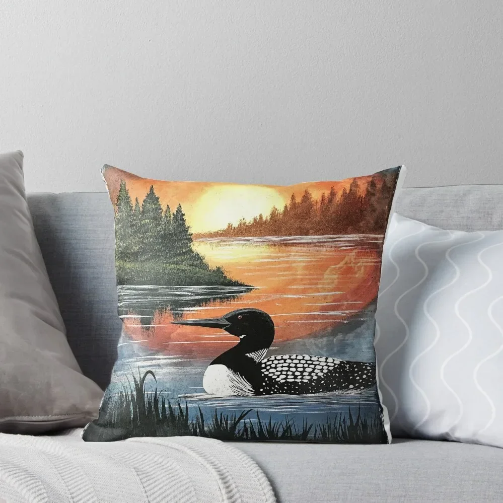 

Sunset Loon Throw Pillow anime girl Decorative Cushions For Luxury Sofa christmas pillowcases Pillow
