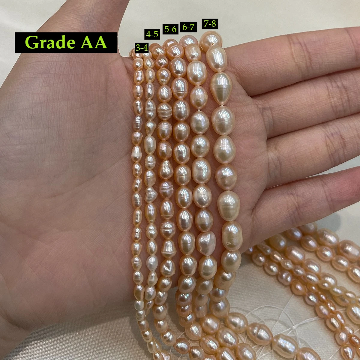 AA Natural Freshwater Pearl Orange Rice Pearl 3-7mm For Jewelry Making DIY Accessory Handicraft Supplies