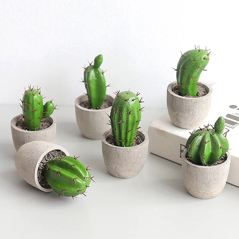 Artificial Simulation Cactus Potted Succulent Decoration Home Office Desktop DIY Decoration Simulated Green Plant with Pot