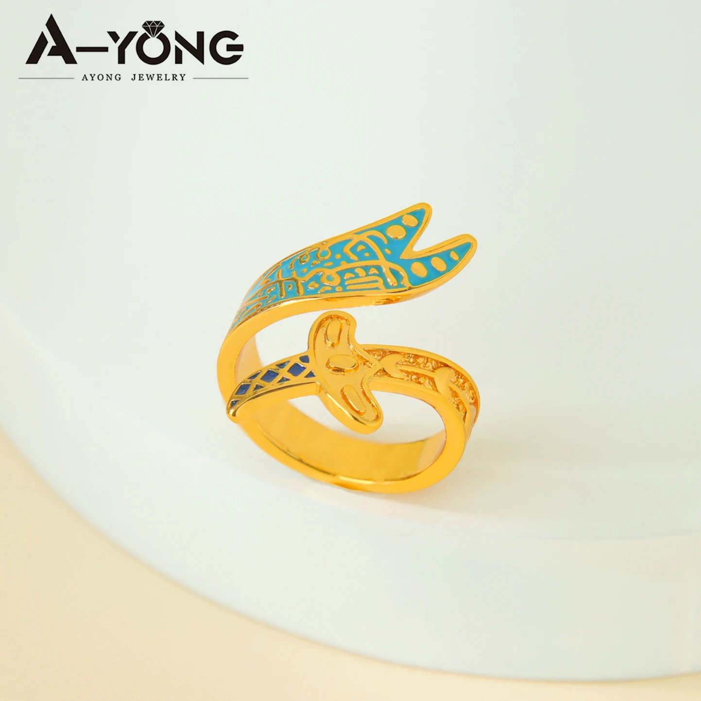 Arabisch-islamische Vintage-Armreifen, Ring-Set, 21 Karat vergoldet, Dubai, muslimische Mode, offenes Armband, Saudi-Frauen, Event-Party-Schmuck – Detail 3