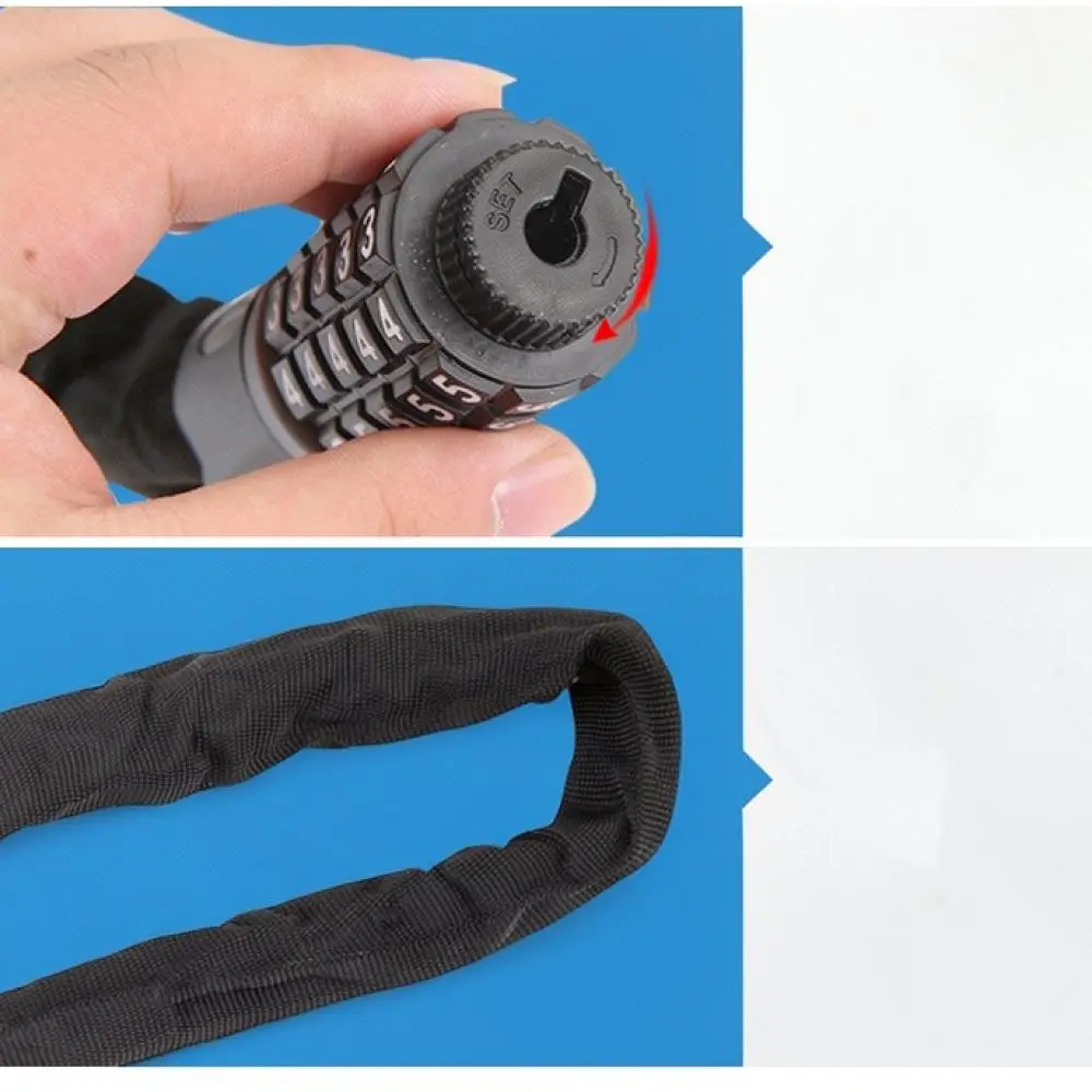 For For KUASUODT Portable Bike Lock Stainless Steel Chain Security Anti Theft Combination Code Gear Cycling Equipment