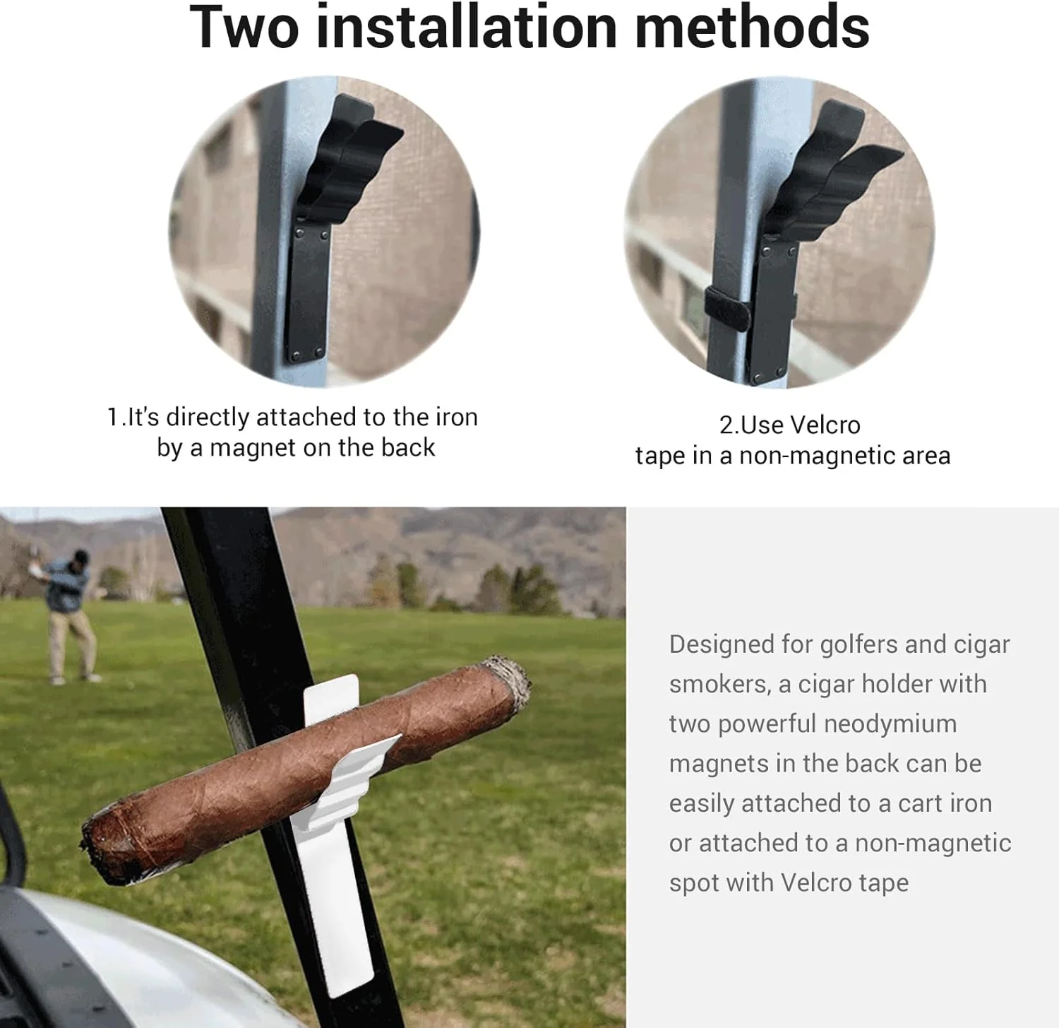 Cigar Clips & Stands - Cigar Holder - Strong Magnetic Cigar Clip for Golf Cart Boating Any Surface - Cigar Accessories for Men H