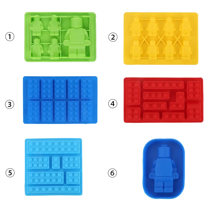 1/6PCS Robot Ice Cube Tray Silicone Mold Candy Moulds Chocolate  For Kids Party and Baking Minifigure Building Block  Themes