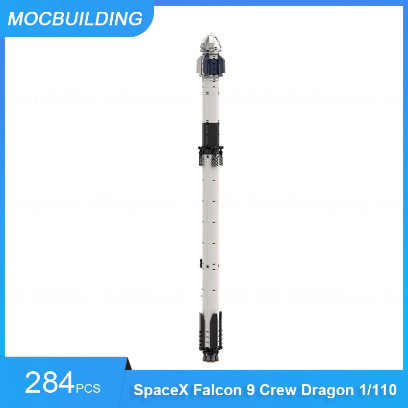 MOC Building Blocks SpaceX Falcon 9 Transporter Erector (TE) & Crew Dragon & Sooty Booster 1/110 Scale Assemble Bricks Toys Gift