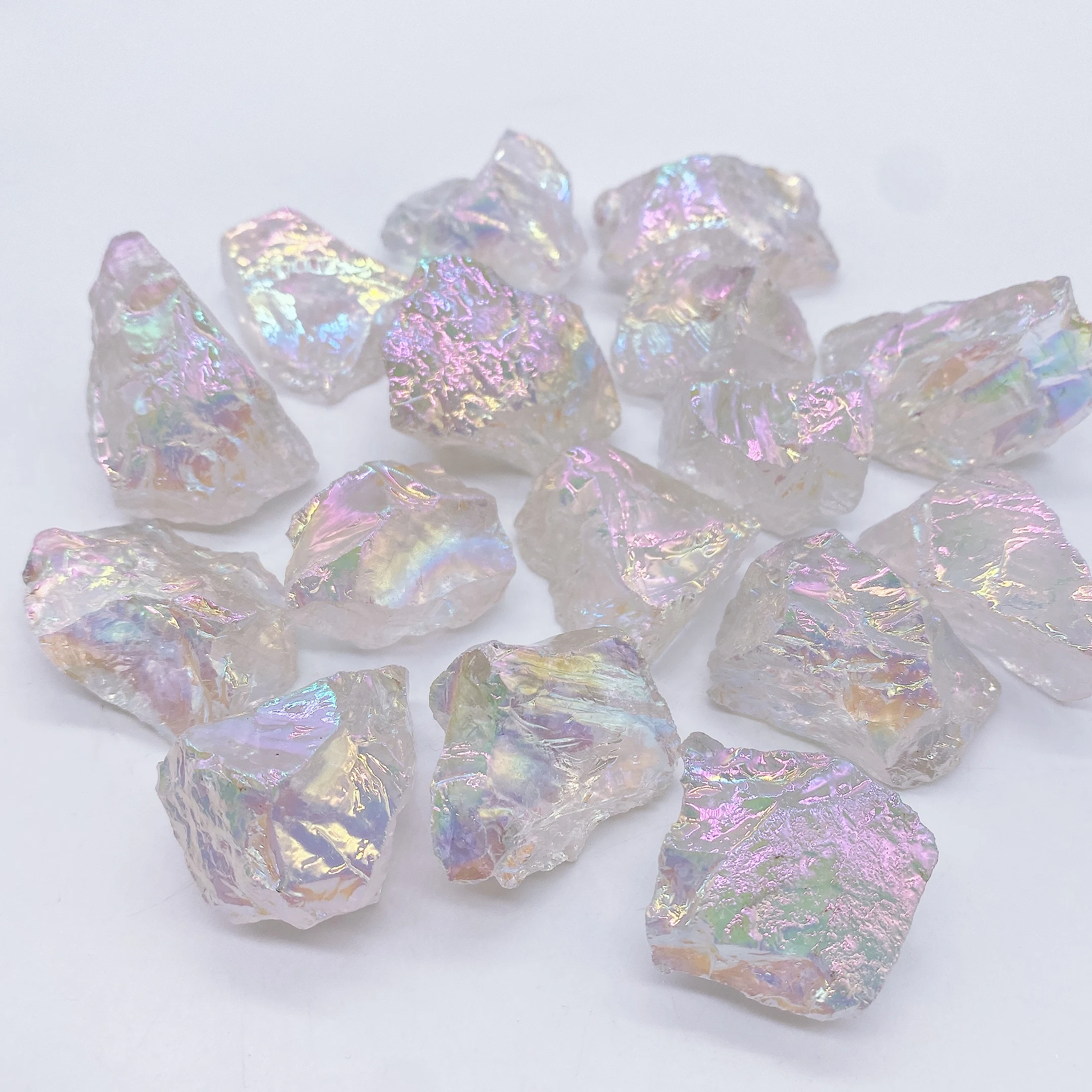 Natural Crystal Raw Stone High Quality Aura Clear Quartz Electroplated Gems Jewelry Glitter Crystal Healing Home Decor Gift