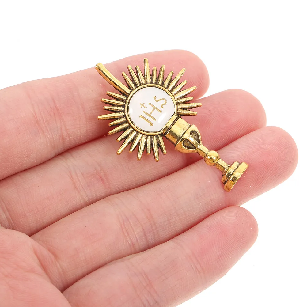 4Pcs Catholic Religious Lapel Pin First Communion Brooch Holy Chalice Breastpin for Clothes Hat Scarf Backpack