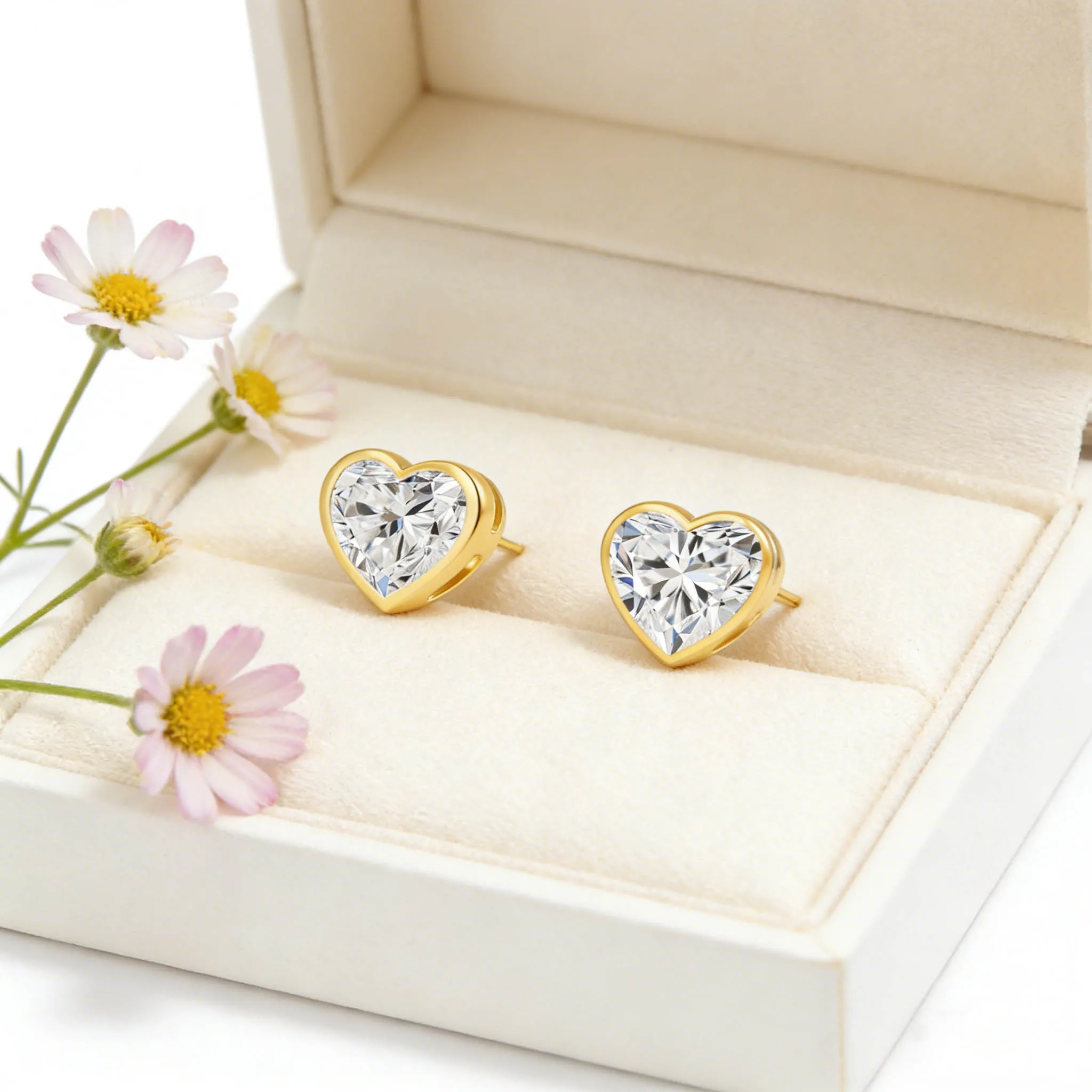 

Изысканные серьги-гвоздики из золота 14 карат с муассанитом в форме сердца для женщин, 1.0 карата, чистота VVS1, вневременные романтические украшения, сверкающие подарки