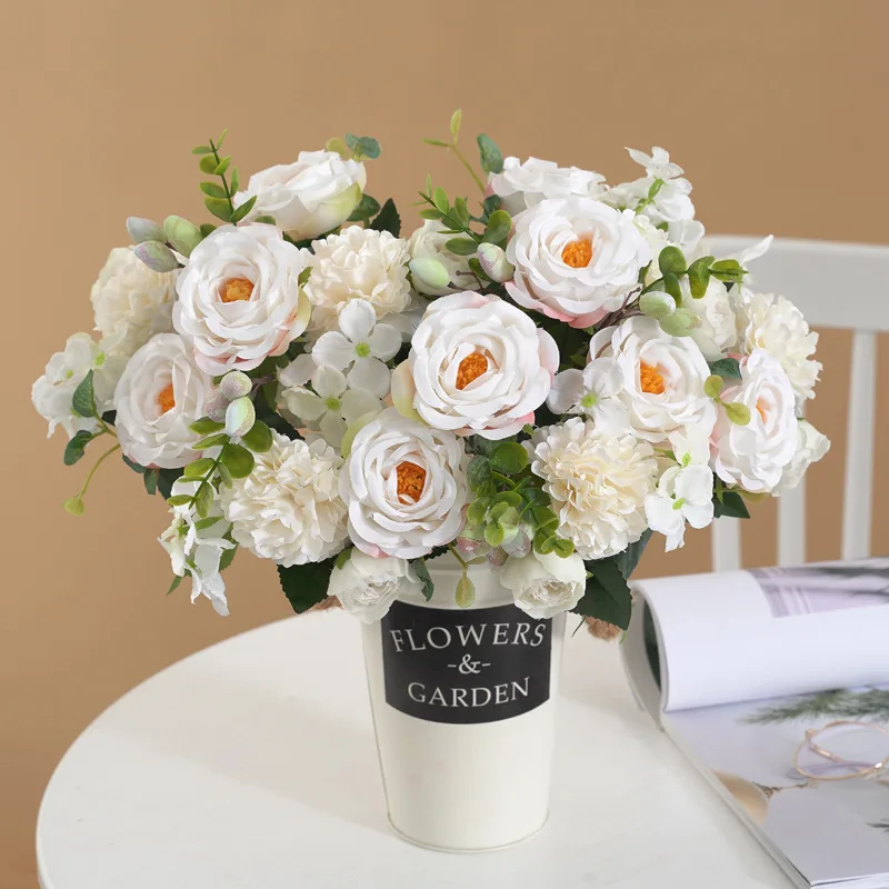 

Artificial Flowers Artificial Natural Rose Bouquet Wedding Party Hand Bouquet Home Living Room Decoration Bouquet Home Decor
