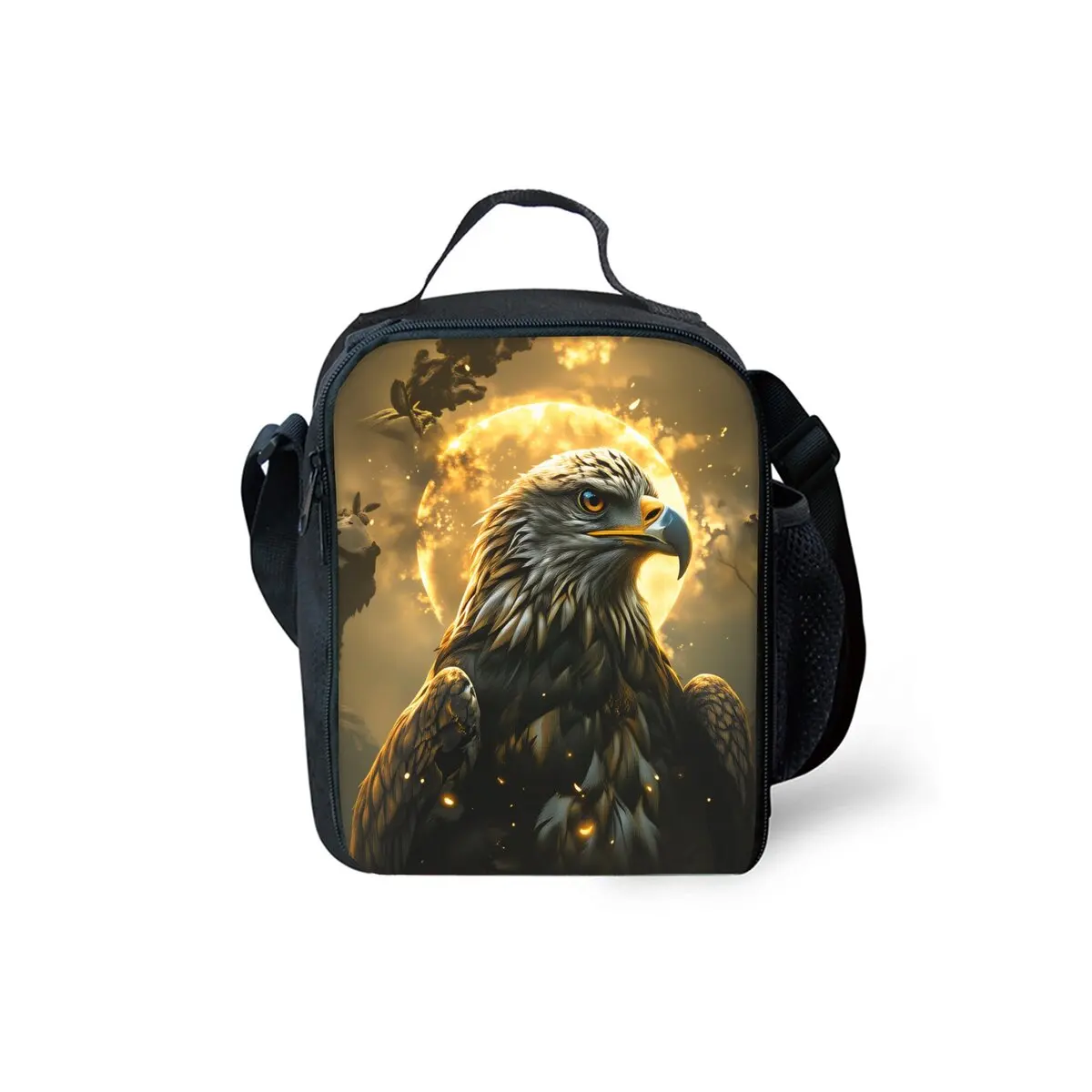 Eagle Print Shoulder Strap Insulated Lunch Bags 2D Cartoon Boy/Girls Picnic Food Preservation Lunch Box Bag Thermal