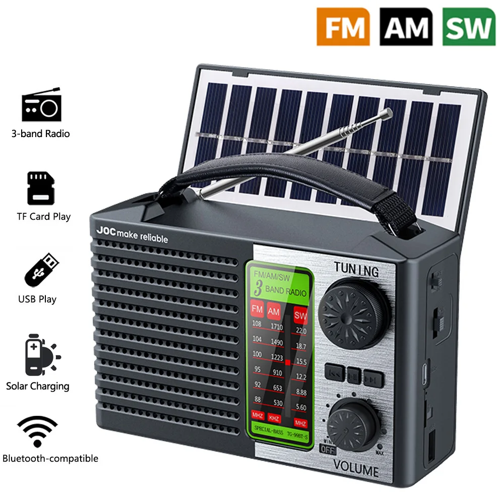 Portable FM/AM/SW Radio Outdoor Wireless Bluetooth Speaker Support TF Card USB Play Receiver Bluetooth Radio AM FM Recargable