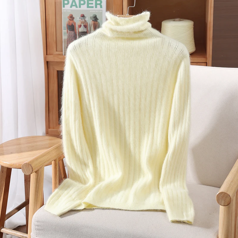 

Осенне-зимний базовый свитер с высоким воротом из 100% кашемира и норки, мягкий, теплый, однотонный, облегающий, удобный