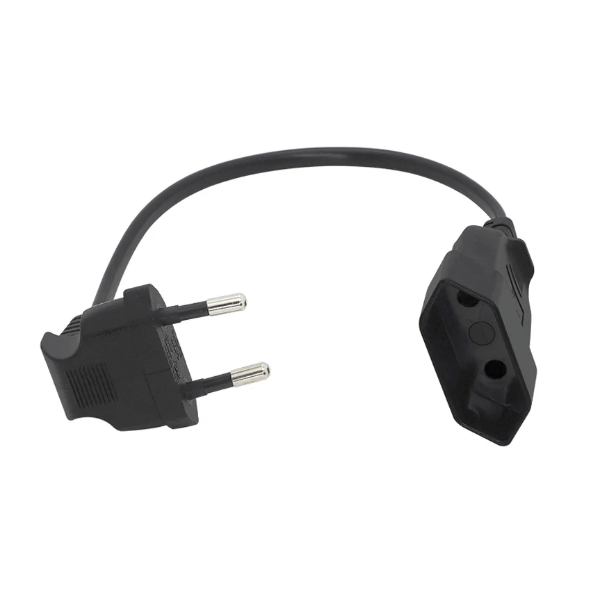 1PCS EU Power Adapter Cord,90 Degree Angled European Round 2Pin Male to Female Plug Power Cable For UPS PDU 0.3M/0.6M