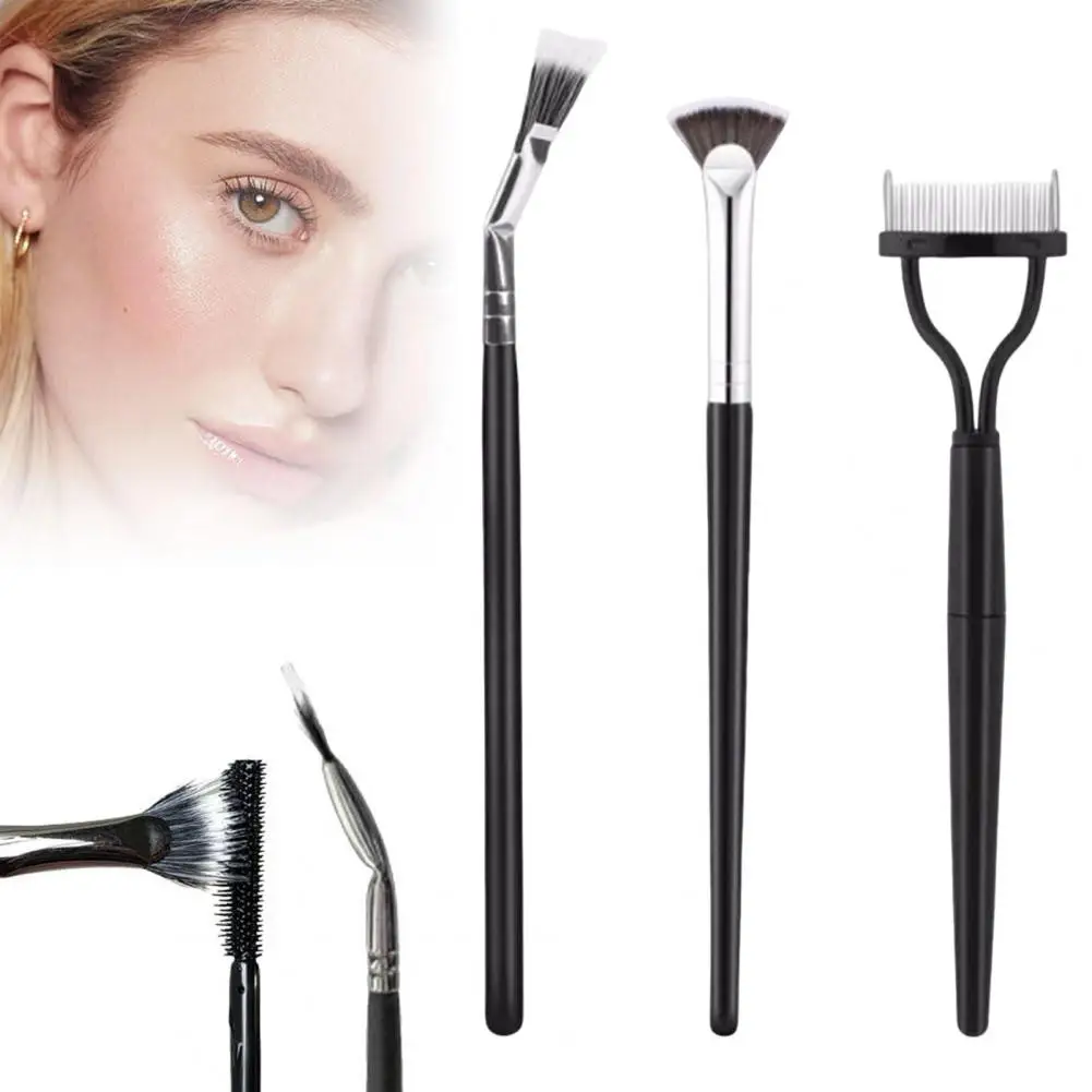 แปรงขนตาขนนุ่มชุดแปรงขนตาตามหลักสรีรศาสตร์สําหรับผู้หญิง 3 ชิ้น Scalloped Lashes หวีแยกเครื่องมือแบบพกพาสําหรับหญิง