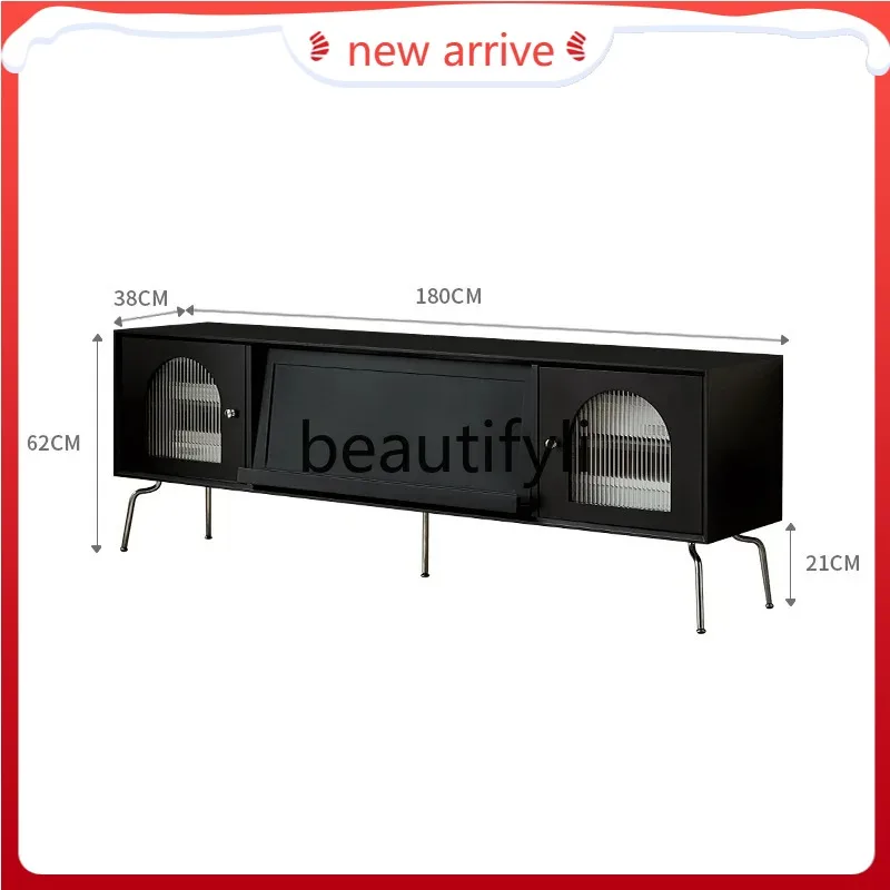 

D2520 Storage TV cabinet, medieval cherry wood flip display glass stainless steel foot audio-visual cabinet