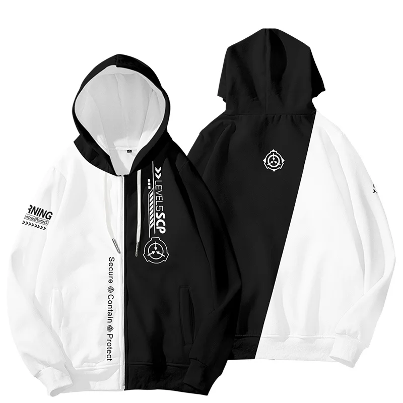 SCP Secure Contain Protect Special Containment Procedures Foundation Cosplay Jacket Long Sleeve Hoodie Zipper Sweatshirt