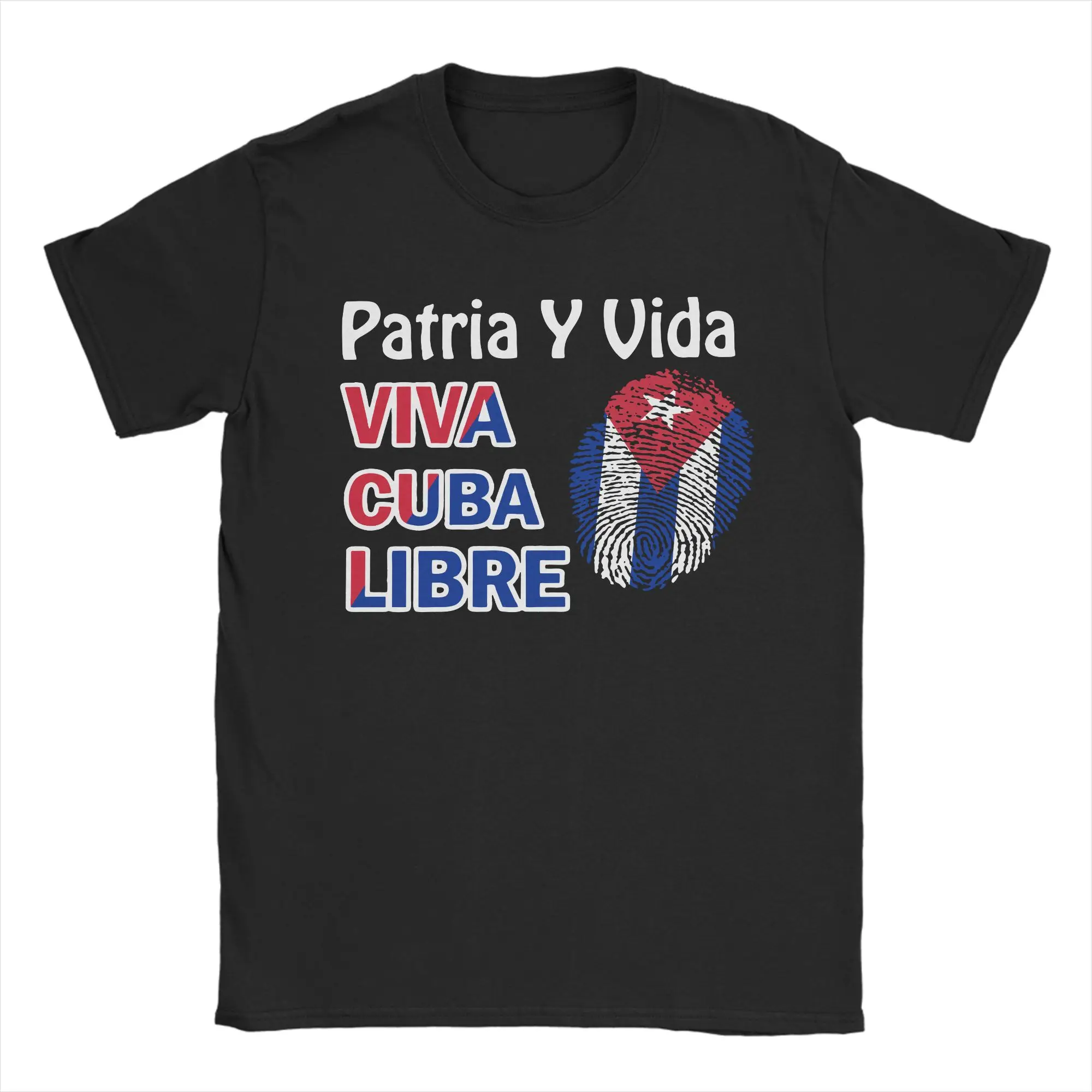 Camisetas informales PATRIA Y VIDA VIVA CUBA LIBRE, camisetas Unisex 100% de algodón de manga corta con cuello redondo, camiseta de verano