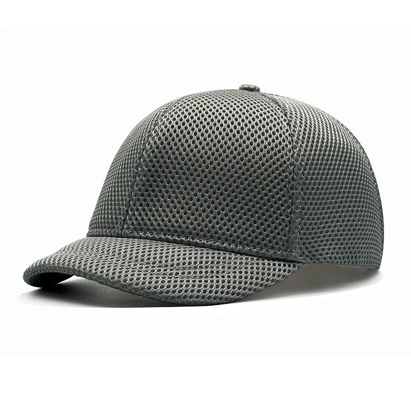 Men's Large-Circumference Fully Enclosed Outdoor Summer Mesh Short-Brimmed Baseball Cap with Breathable Back Closure