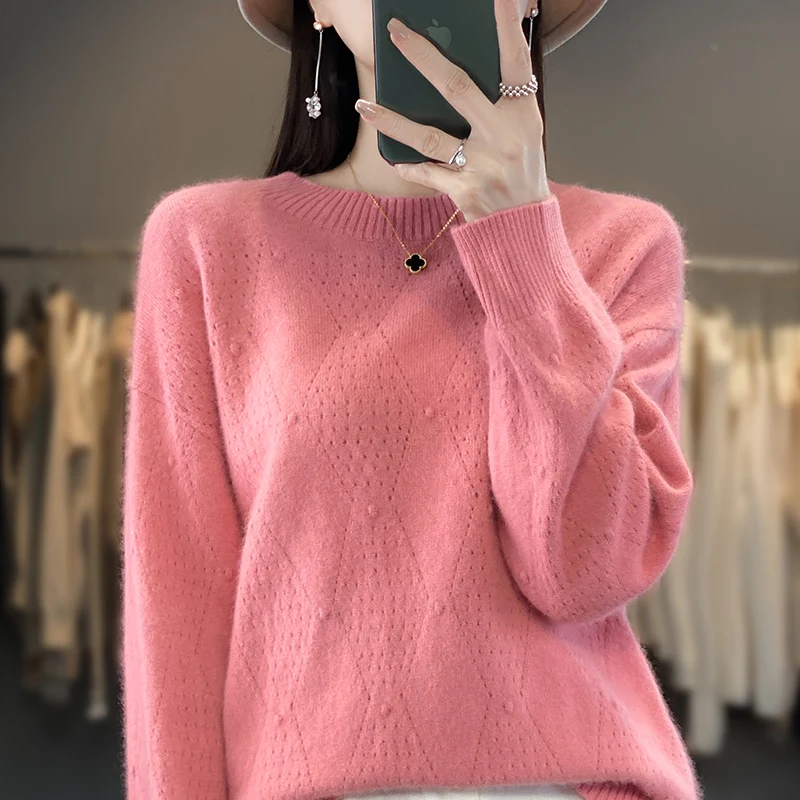 Autumn and winter new mink sweater sweater women's long-sleeved top with soft waxy knitted bottom shirt