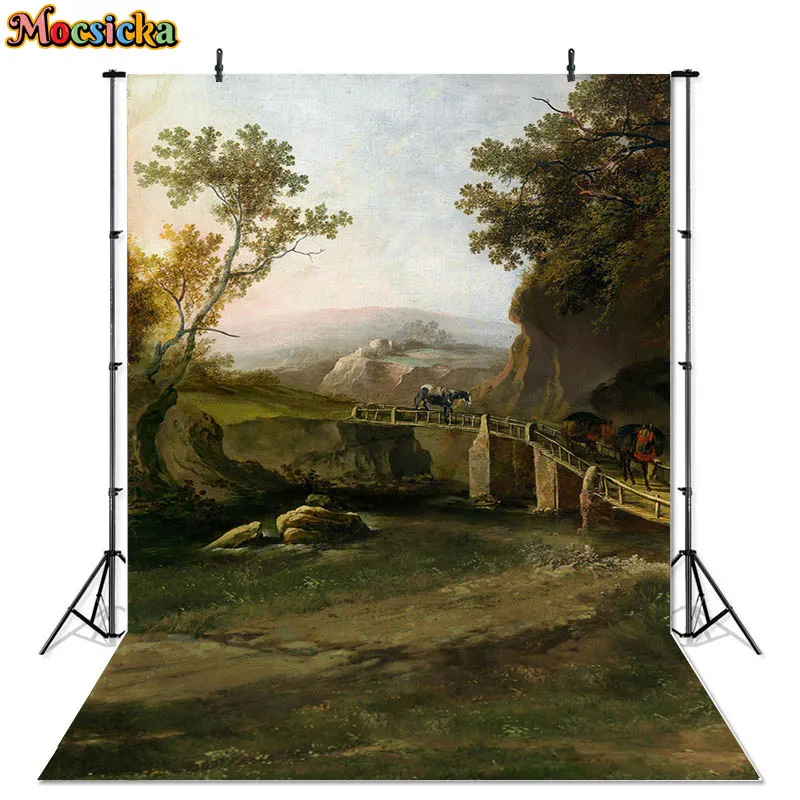 Rural Natural Scenery Photography Backdrops Oil Painting Old Master Kids Portrait Background Forest Farm Photocall Photo Studio