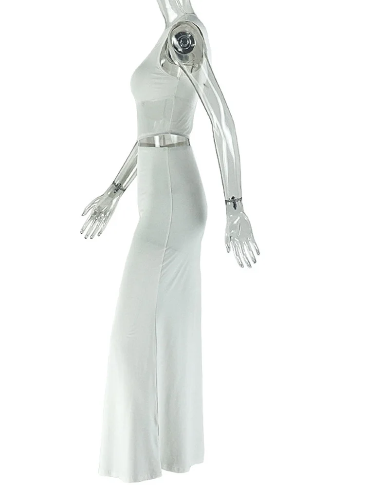 Beyprern Abito lungo aderente senza maniche con taglio aderente da donna Abito lungo da sera formale con orlo diviso