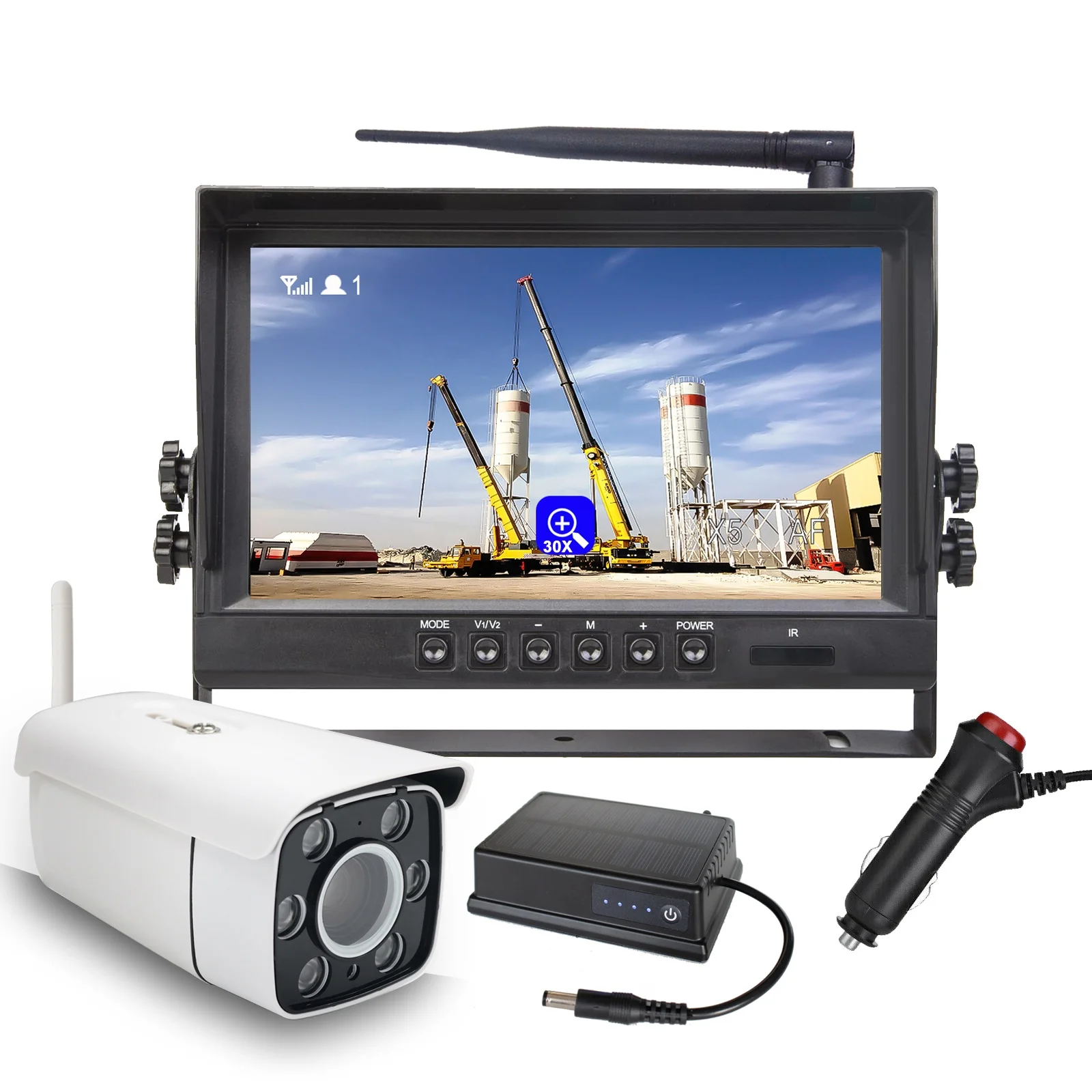 

IPoster Crane 9in Digital Wireless IPS Screen DVR Monitor Reverse Camera 30x Zoom 1080P High-Speed Observation For Tower Crane