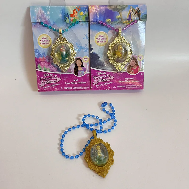 Disney Mermaid Cinderella Children's Accessories 3D Water Droplet Pendant Necklace Anime Peripherals Children's Gift Girl's Toys