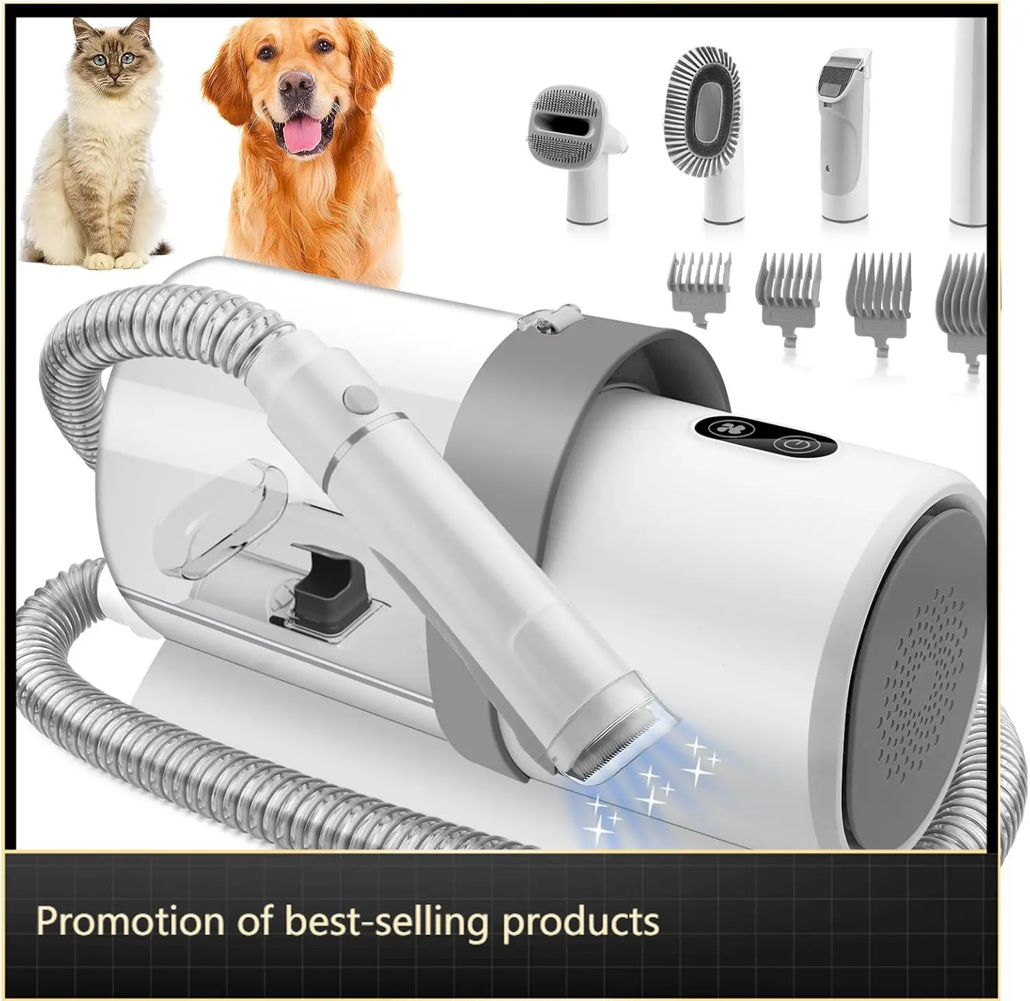 

Dog Grooming Kit for Pet Include 4 Hair Clipper Combs 2.5L Vacuum Cleaner and 5 Pet Grooming Tools for Shedding, Low Noise