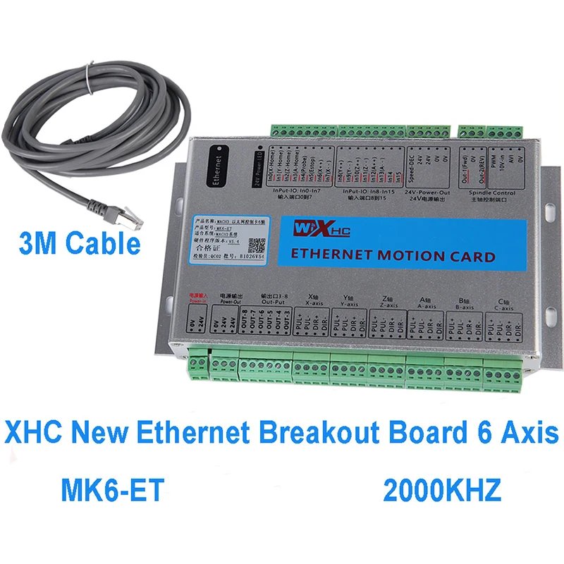 MK6-ET Mach3 6-Axis CNC Controller Board Ethernet Motion Card CNC Breakout Board