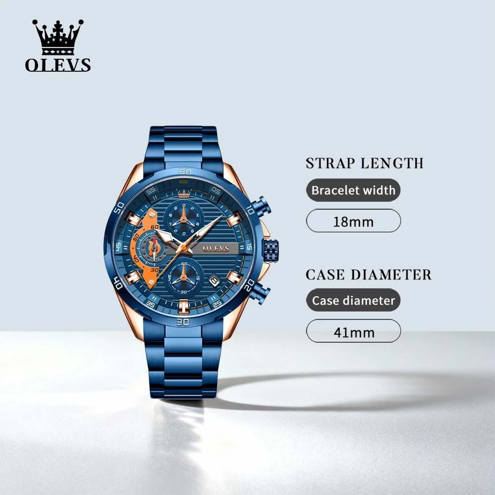 

OLEVS 2993 Brand original authentic watches for man luxury Sports chronograph calendar steel band quartz men's watch