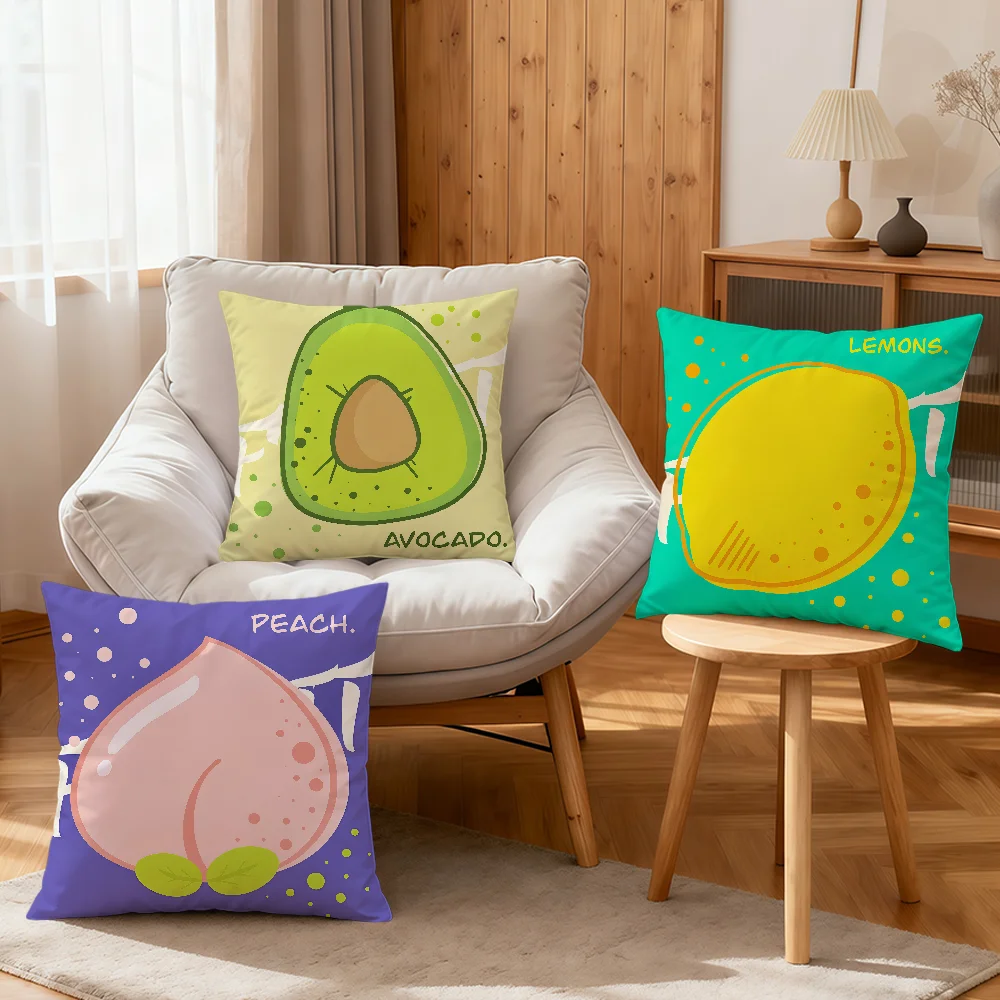 pear soft Cartoon pillowcase for Sofa Home art peach Living Room bedside Decor pillow grape cover fruits lemon Gift Party hogar