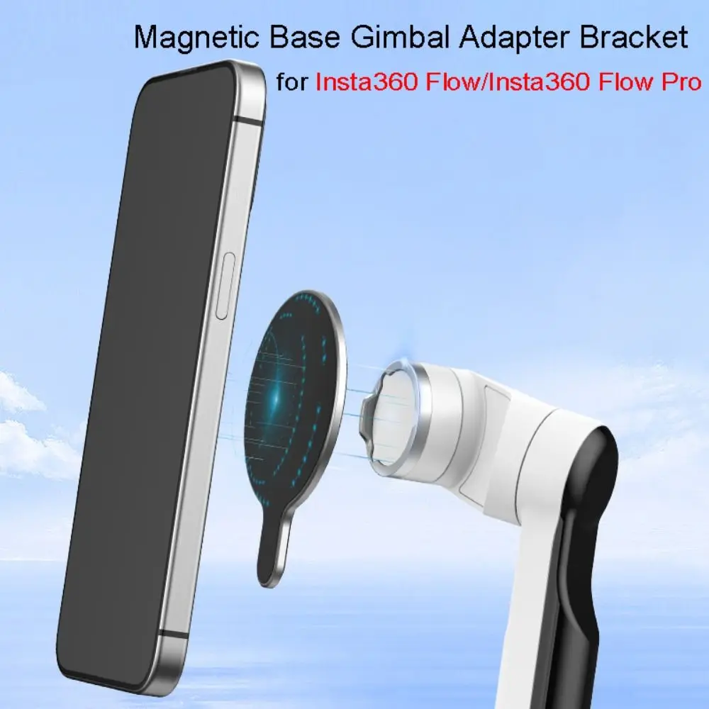 For MagSafe Phone Magnetic Mount Adapter Aluminum Alloy Handle Gimbal Magnet Plate for Insta360 Flow Pro/iPhone 15 14 13 12