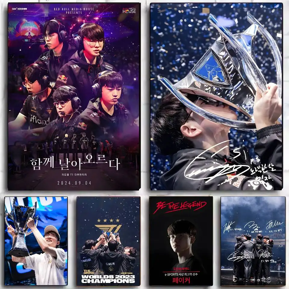 Team L-Lols LCK Faker Poster Self-adhesive Art Waterproof Sticker Coffee House Dorm Room Wall Decor