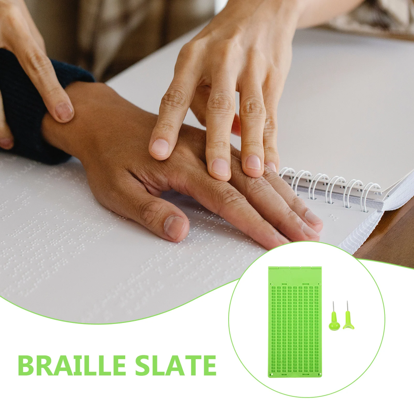 

1 set Writing For Blind Reusable Lightweight Durable Plastic Braille Fingerboard Kit With Stylus Braille Stylus Set