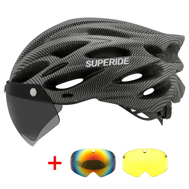 SUPERIDE Fahrradhelm für Herren und Damen, mit magnetischer Schutzbrille und Sonnenblende, Sport, ultraleicht, Rennrad, MTB, Fahrradhelm