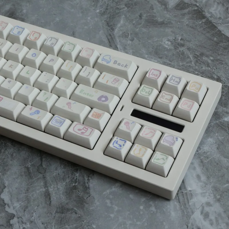 142 مفتاحًا ملاحظة موسيقية PBT Keycap KCA Profile DYE Sublimation ISO أدخل تخطيط ANSI لمفاتيح Gaterom Outemu TTC Cherry Mx