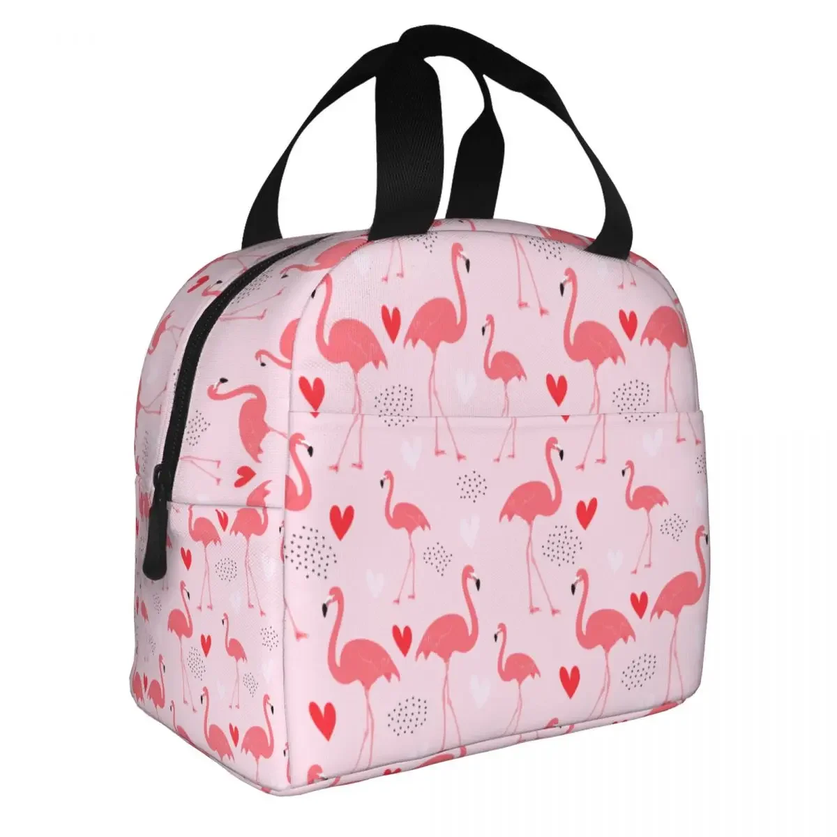 Lunch Bag for Women Kids Flamingo Pattern Pink Insulated Cooler Portable School Oxford Lunch Box Food Bag