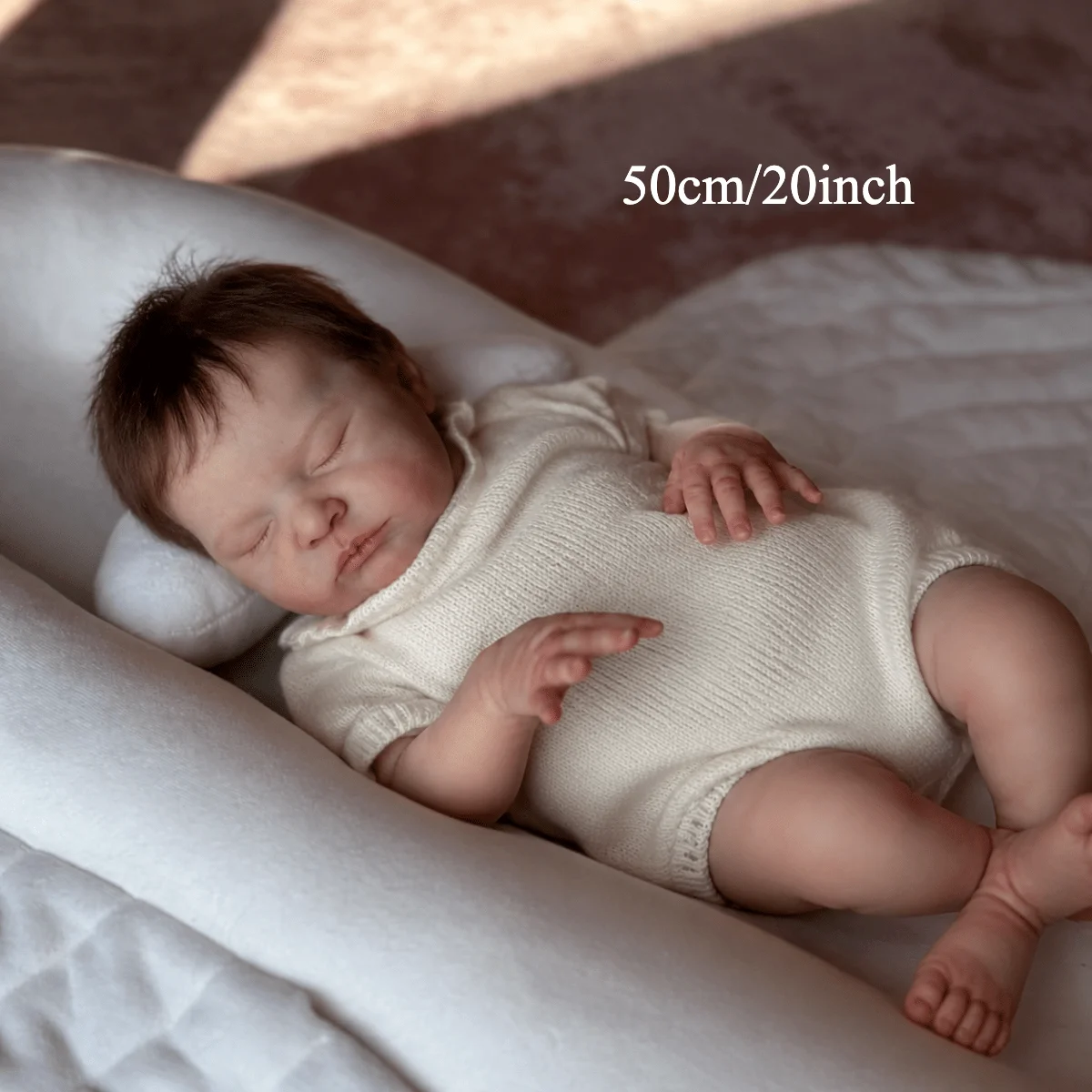 BZDOLL 20Inch 50cm Cloth Body Reborn Baby Doll Hand-Rooted Hair Newborn Doll Kids Pretend Play Toy Birthday Gift For Girls