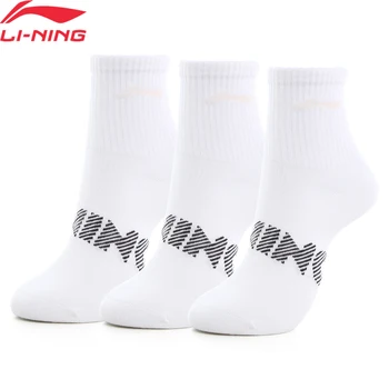 Li-Ning ユニセックススポーツスタイル男性女性 3 ペア靴下 24-28 センチメートル通気性裏地文字快適なスポーツ靴下 AWSU023