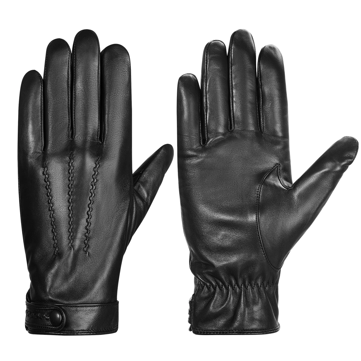 Sheepskin Genuine Leather Gloves Men Women Winter Warm Cashmere Lined Touchscreen Sport Gloves for Running Cycling Ski Driving