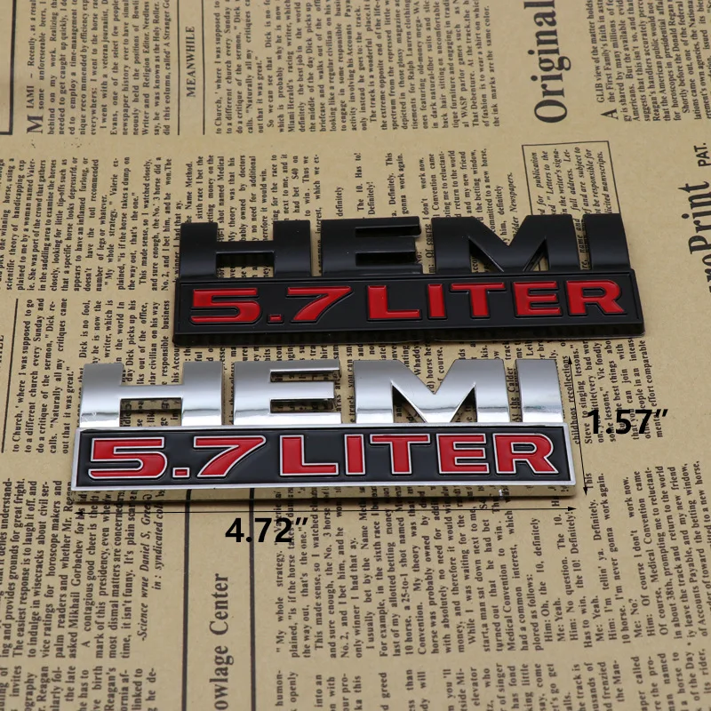 Emblema Lateral Traseiro 3D para Dodge HEMI 5.7 6.4 LITROS RAM Journey Caravan Challenger Caliber Nitro Durango Viper
