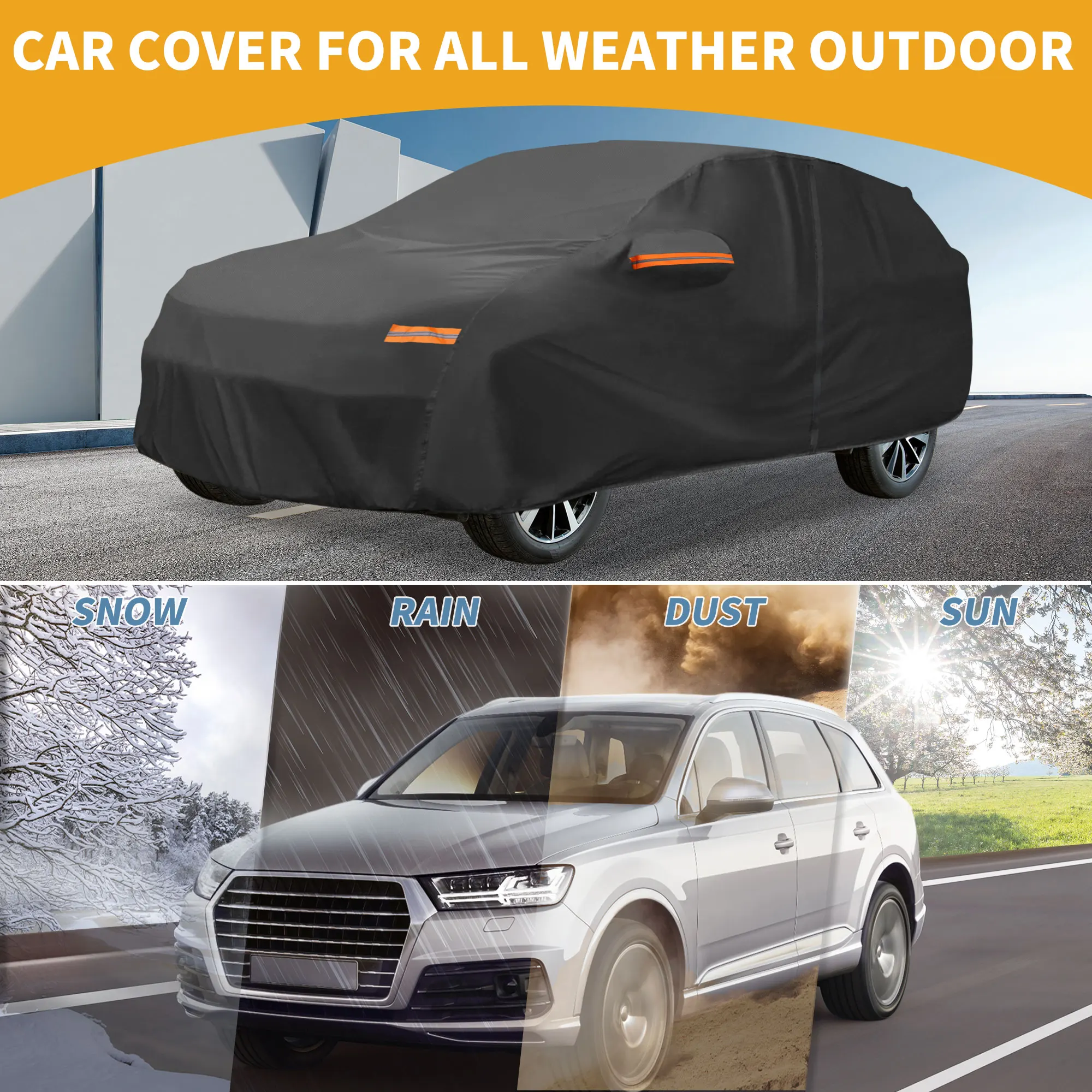 

Чехол для автомобиля Uxcell, водонепроницаемый, всепогодный, защита от солнца и дождя, полный внешний чехол для Lexus RX, черный, с молниями с левой стороны